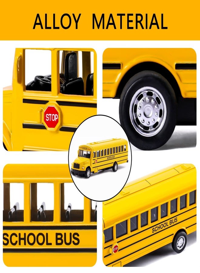 weilaga 2 Pack 5.5" Pull Back Yellow School Bus Toy Playset,Durable Die-cast Metal Toy Vehicles,Party Favors,Best Birthday Gift for Boys Girls Kids Toddlers - Image 4